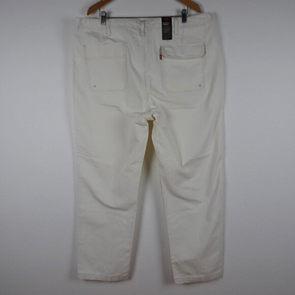 Levi's Utility Pants Jeans Men's 42x32 Off White Ivory Denim Tapered Pockets - Picture 5 of 12